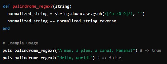 Palindrome Detection in Ruby